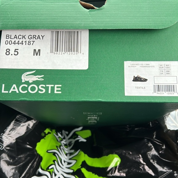 MEN'S LACOSTE L003 NEO TEXTILE CASUAL SHOES BLACK/NAVY/GREY SIZE 8.5 NEW - Picture 6 of 9
